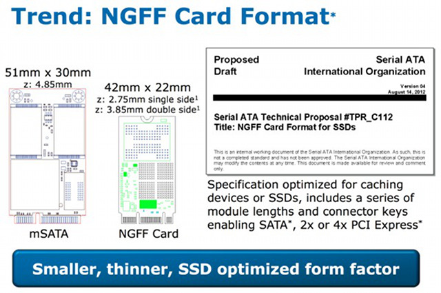 Intel SSD 530 - nośniki w formacie NGFF
