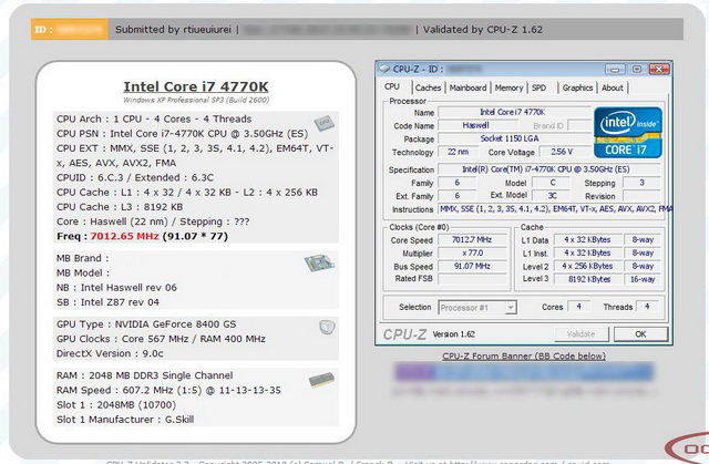 Intel Core i7-4770K "Haswell" podkręcony do 7 GHz