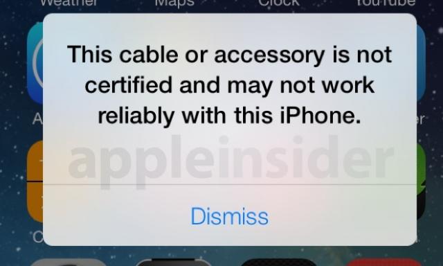 System iOS 7 beta weryfikuje certyfikaty akcesoriów
