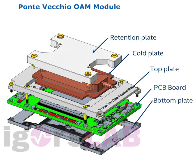 Intel Ponte Vecchio tworzony jest jako moduł OAM. Akcelerator z ogromnym poborem energii i chłodzeniem cieczą [2]
