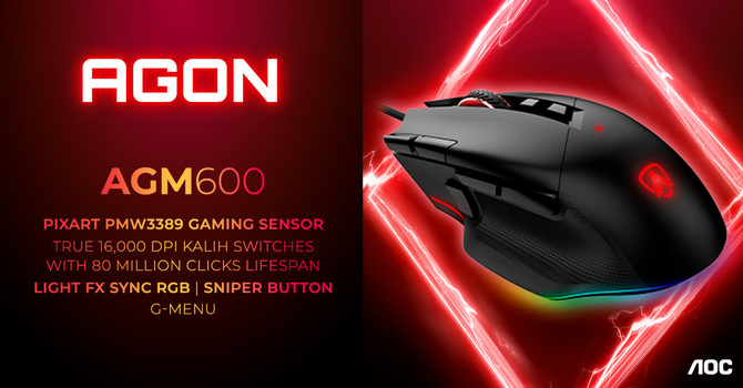 AGON AGM600 - gamingowa mysz zgodna z NVIDIA Reflex, wyposażona w 10 przycisków i w czujnik PixArt PWM3389 [1]