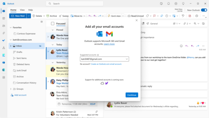 Nowa wersja zapoznawcza programu Outlook dla systemu Windows obsługuje teraz Gmaila [2]
