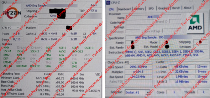 AMD Ryzen 8000 - wyciekła specyfikacja mobilnego procesora Strix Point z programów HWiNFO i CPU-Z [2]