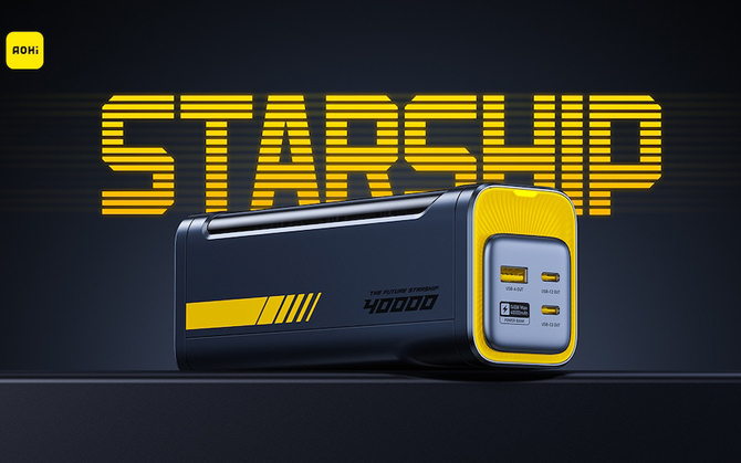 AOHi Starship - kosmicznie szybki powerbank, który jest zarazem stacją ładującą. Pojemność akumulatora robi wrażenie [1]