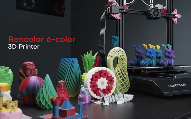 Rencolor 6-Color 3D Printer - drukarka 3D, która korzysta z dwóch filamentów naraz. Wielokolorowe wydruki o różnej konfiguracji [13]