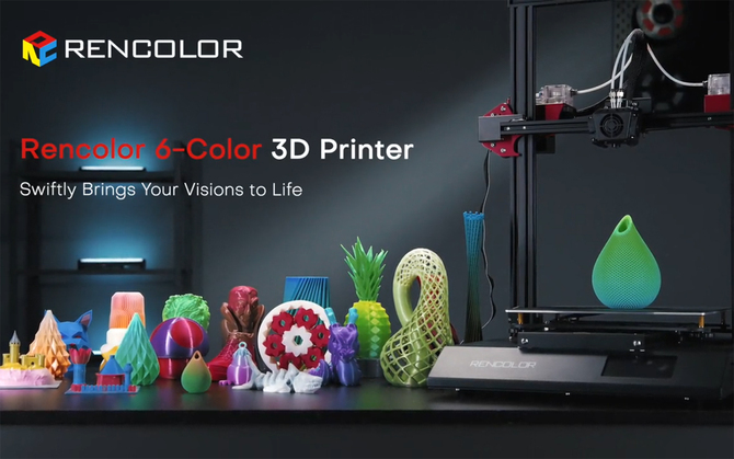 Rencolor 6-Color 3D Printer - drukarka 3D, która korzysta z dwóch filamentów naraz. Wielokolorowe wydruki o różnej konfiguracji [1]