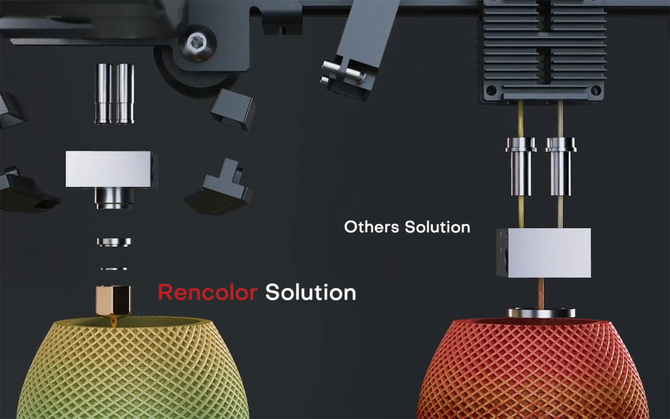 Rencolor 6-Color 3D Printer - drukarka 3D, która korzysta z dwóch filamentów naraz. Wielokolorowe wydruki o różnej konfiguracji [4]