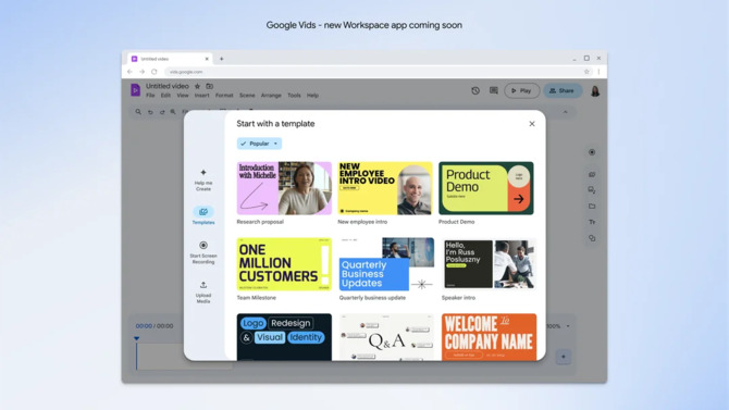 Google Vids - nowa usługa w pakiecie Google Workspace, która pozwoli na proste tworzenie prezentacji wideo [5]