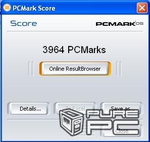 PCMARK wynik 3964 punktów