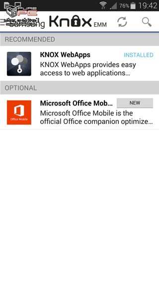 KNOX EMM Mobile- udostępnione aplikacje
