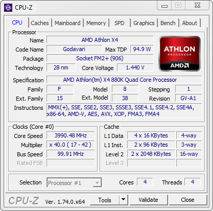 AMD Athlon X4 880K overclocking