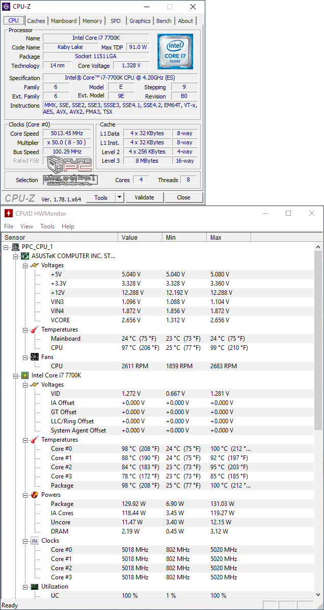 5 GHz overclocking Intel Core i7-7700K Kaby lake