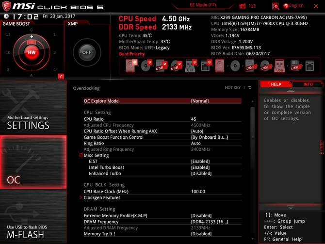 msi x299 gaming pro carbon ac - core i9-7900x