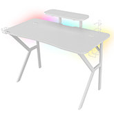 Genesis Holm 320 RGB White – doposażone biurko dla graczy z dodatkową półką na monitor i ładowarką indukcyjną