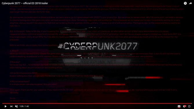 Cyberpunk 2077 - otrzymaliśmy pierwszy, konkretny trailer [2]