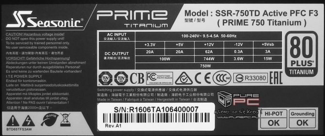 Test Seasonic Prime 750 W Titanium - Piękna ta bestia [nc35]