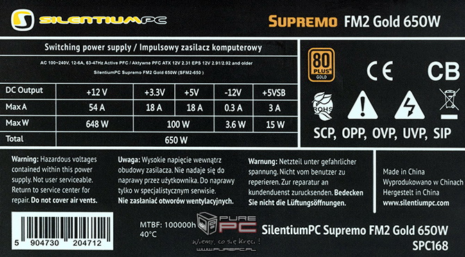 Premierowy test zasilacza SilentiumPC Supremo FM2 Gold 650W [nc10]
