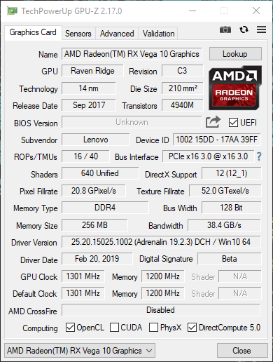 Porównanie układów graficznych: Vega 8 vs Vega 10 vs MX150 [39]