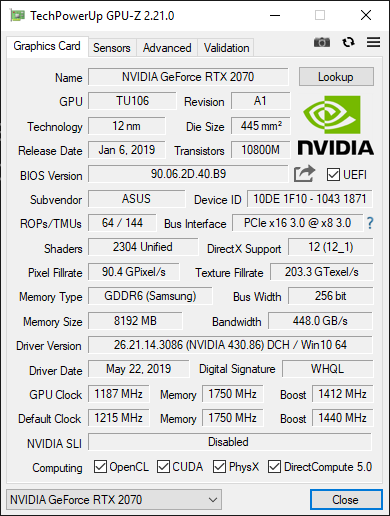 Test ASUS Strix HERO III z Core i7-9750H i NVIDIA GeForce RTX 2070 [6]
