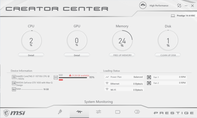 Test MSI Prestige 14 z Intel Core i7-10710U i GeForce GTX 1650 [46]