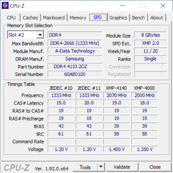 Test pamięci DDR4 ADATA XPG SpectriX D60G 4133 MHz CL19  [nc6]