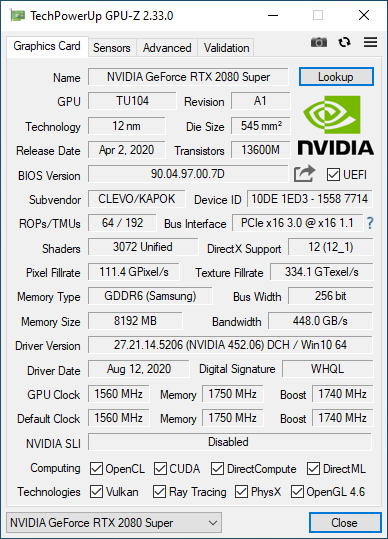 Test Dream Machines RX2080S - Laptop z Core i9-10900K i RTX 2080S [6]