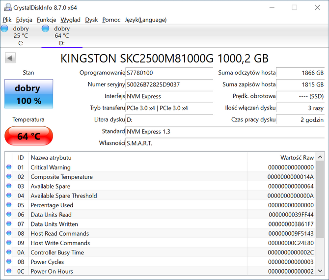 Test dysku SSD Kingston KC2500 1 TB - Szybsza wersja KC2000 [nc1]