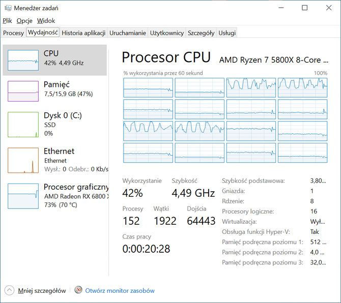 Test Ryzen 7 5800X vs Core i7-10700KF na RTX 3080 i RX 6800 XT [nc1]