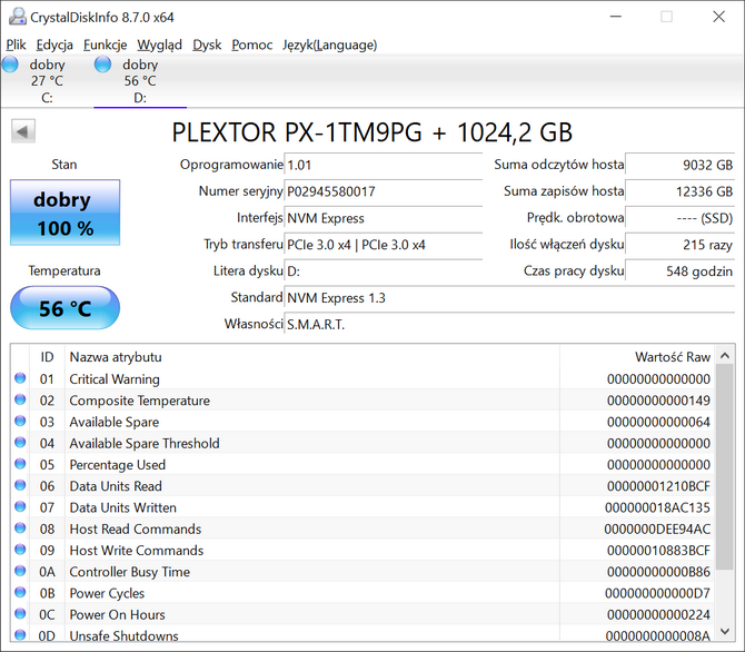 Test dysku SSD Plextor M9PG Plus 1 TB - Nośnik M.2 PCI-Express NVMe z kontrolerem Marvella i masywnym radiatorem [nc1]