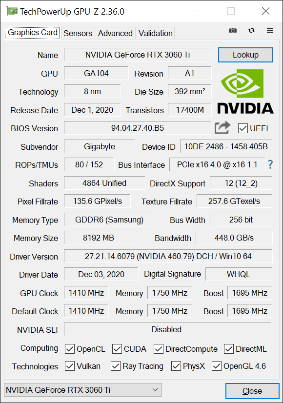 Test komputera ACTINA z procesorem AMD Ryzen 5 5600X i kartą graficzną Gigabyte GeForce RTX 3060 Ti Eagle [nc1]