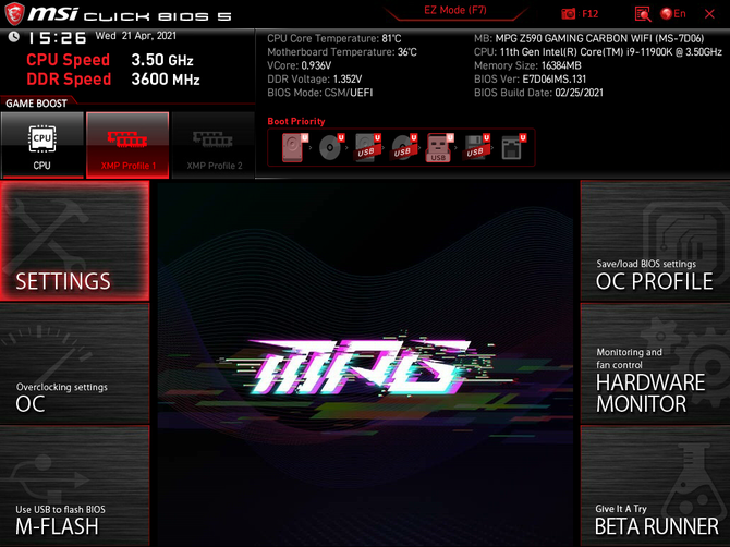 Test płyty głównej MSI MPG Z590 Gaming Carbon WiFi dla procesorów Intel Rocket Lake. Gaming na bogato [nc1]