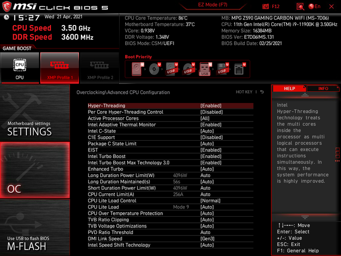 Test płyty głównej MSI MPG Z590 Gaming Carbon WiFi dla procesorów Intel Rocket Lake. Gaming na bogato [nc1]