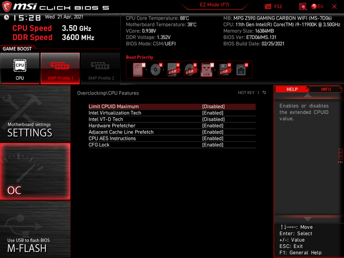 Test płyty głównej MSI MPG Z590 Gaming Carbon WiFi dla procesorów Intel Rocket Lake. Gaming na bogato [nc1]