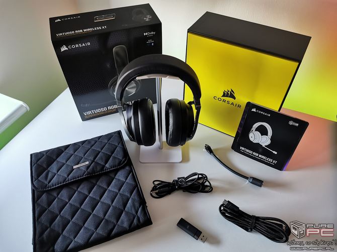 Test słuchawek Corsair Virtuoso RGB Wireless XT - Multimedia z aptX HD, Dolby Atmos i to w czterech trybach łączności [nc1]