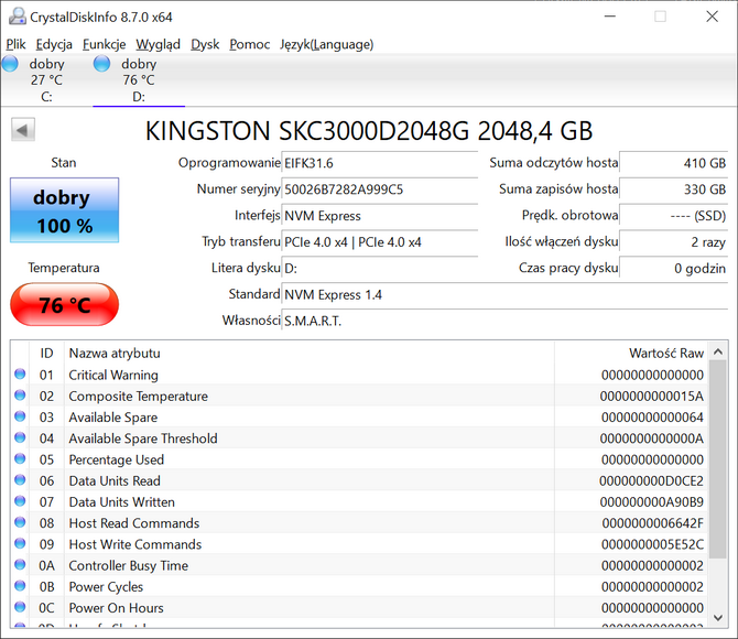 Test bardzo szybkiego dysku SSD Kingston KC3000 - Godny konkurent dla Samsung SSD 980 PRO i Corsair MP600 PRO [nc1]