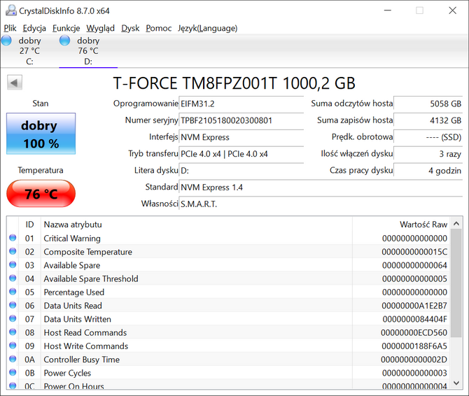 Test dysku SSD TeamGroup T-Force Cardea Graphene A440 PCI-E 4.0 - Wysoka wydajność i dwa radiatory w komplecie [nc1]