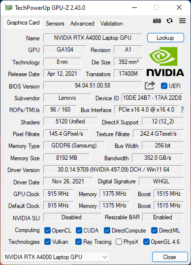 Test Lenovo ThinkPad P15 2. generacji - Wydajna stacja robocza z Intel Xeon W-11955M oraz kartą NVIDIA RTX A4000 Laptop GPU [nc1]