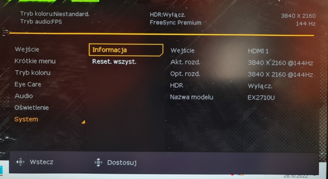 Test BenQ Mobiuz EX2710U - monitor 4K 144 Hz z HDMI 2.1 oraz VESA DisplayHDR 600 dla wymagających graczy [nc1]