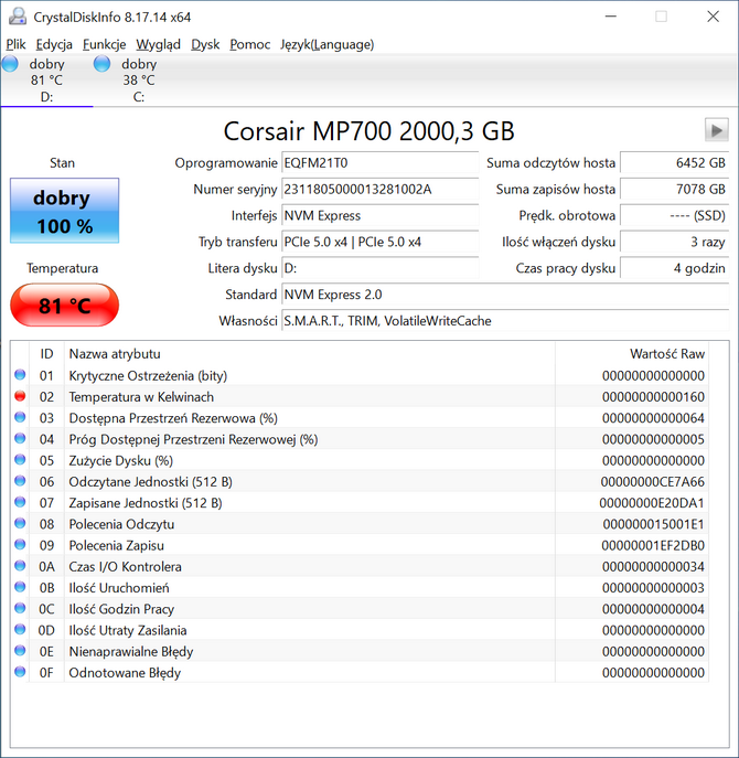 Test dysku SSD Corsair MP700 PCI-Express 5.0 x4 - Wydajnie, gorąco i drogo. Najszybszy nośnik na świecie [nc1]