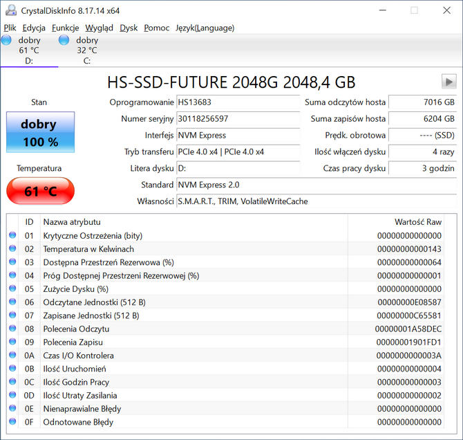Test dysku SSD Hiksemi Future, który jest bliźniakiem Lexar NM790 i Hikvision G4000. Wysoka wydajność w rozsadnje cenie [nc1]