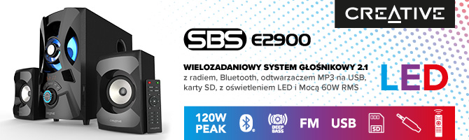 Creative SBS E2900 - Test głośników 2.1. Multimedialny system dedykowany TV i PC, z Bluetooth, czytnikiem kart i radiem FM [nc1]
