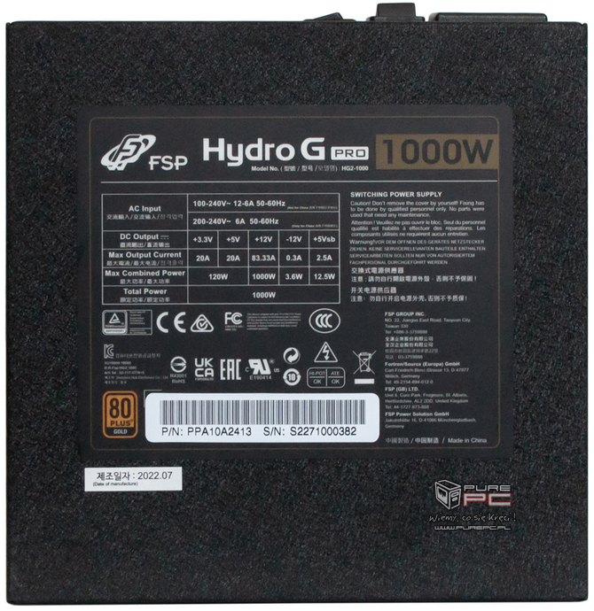 Zasilacz FSP Hydro G PRO 1000 W ATX 3.0 - gotowy na standard PCI-Express 5.0 i NVIDIA GeForce RTX 4090 [nc1]