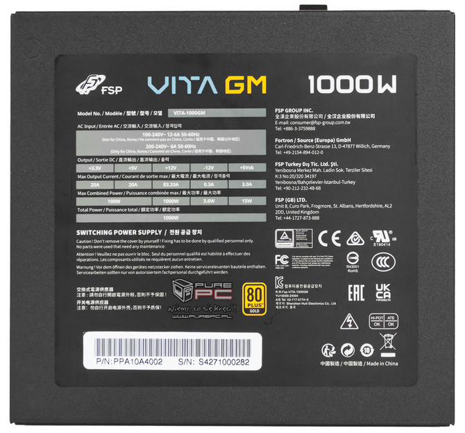 Test zasilacza FSP VITA GM 1000 W - Bardzo dobrze wyceniona jednostka ATX 3.1 z odpinanym okablowaniem [nc1]