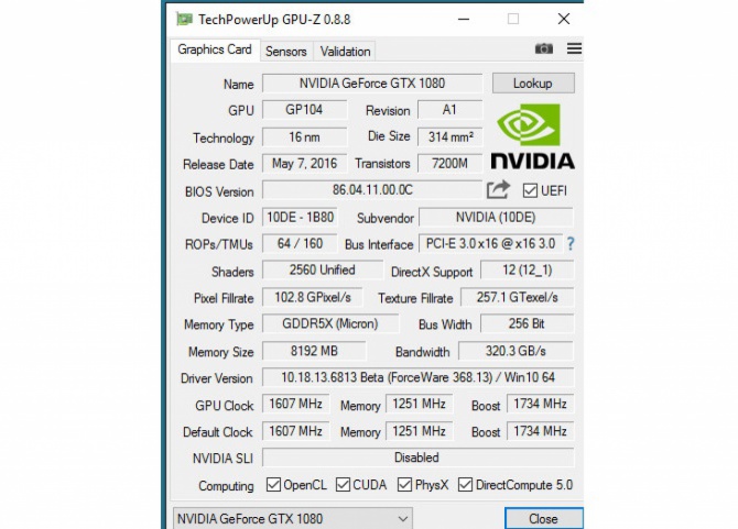 GeForce GTX 1080 - Wyniki wydajność w 3DMark i specyfikacja [5]
