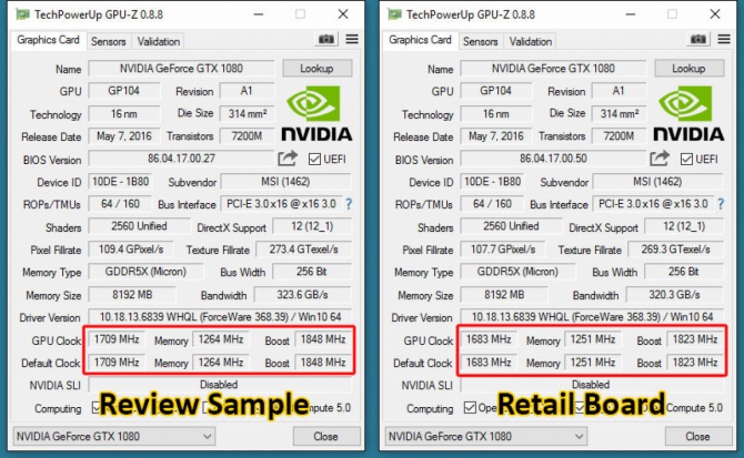 Testowe sample GTX 1070 i GTX 1080 szybsze od sklepowych? [1]