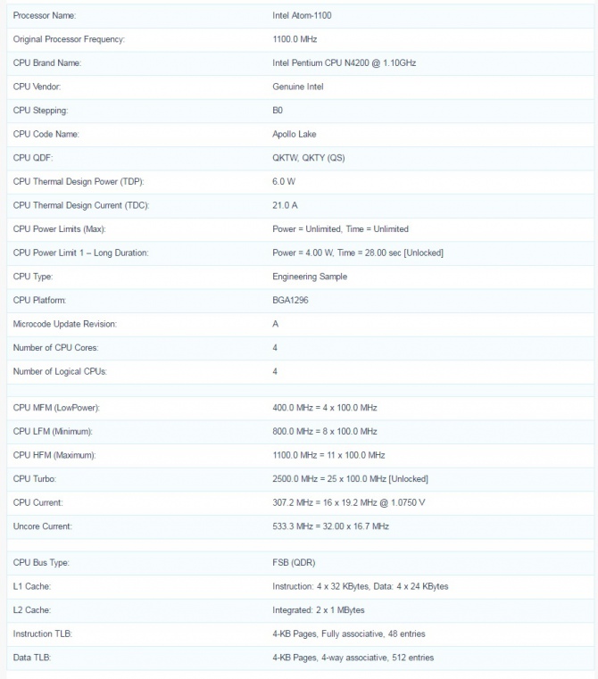 Intel Pentium N4200 -Pierwszy procesor z rodziny Apollo Lake [1]