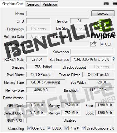 NVIDIA GeForce GTX 1050 - Nieoficjalna specyfikacja karty [1]