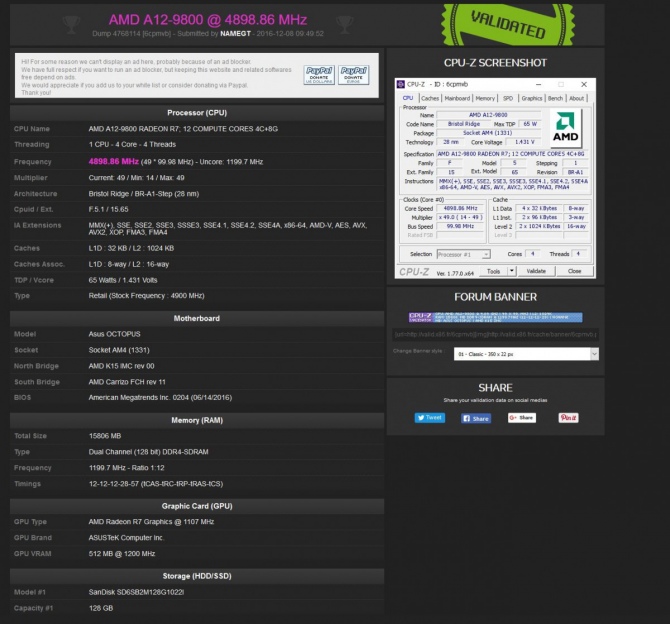 AMD A12-9800 - Nowe informacje o topowym APU Bristol Ridge [2]