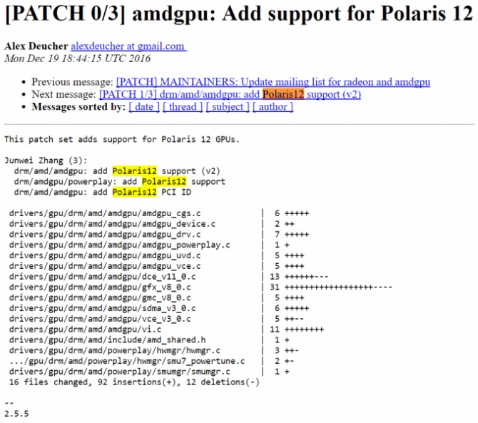 Karty AMD Polaris 12 namierzone w sterownikach na Linuksa [1]