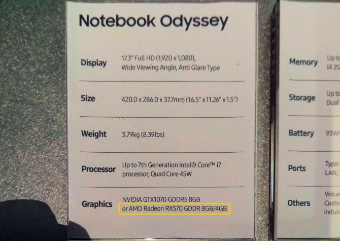 AMD Radeon RX 570 zauważony w laptopie Samsung Odyssey [1]
